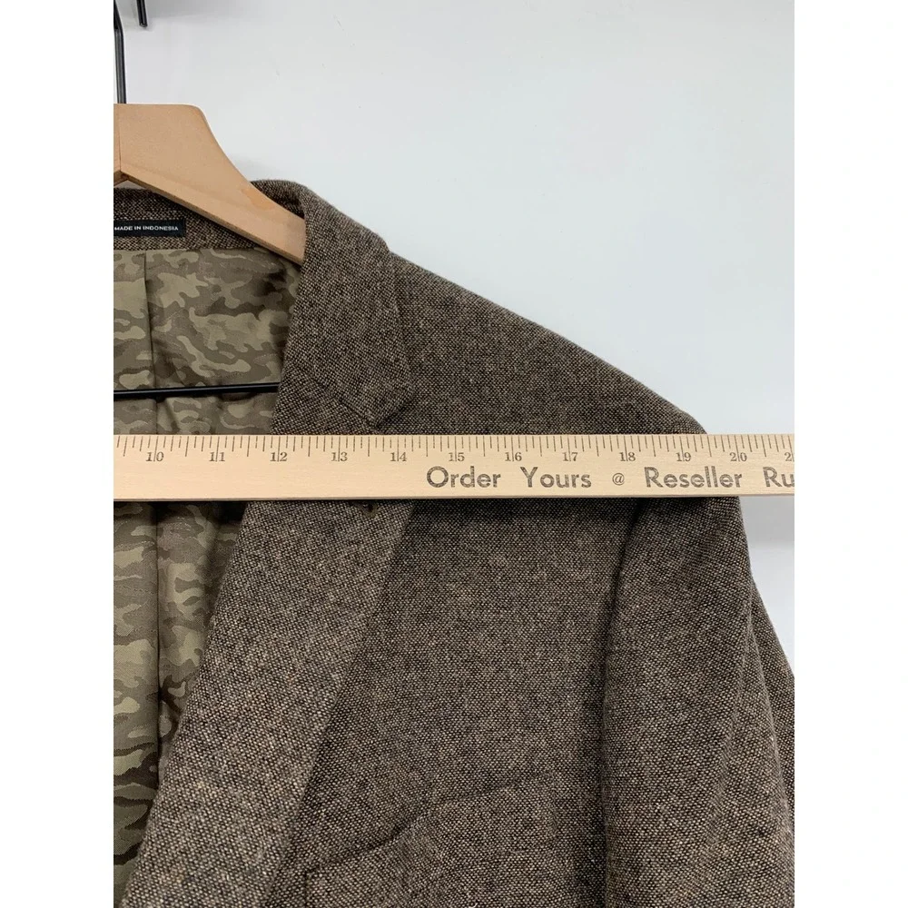 Joseph Abboud Blazer Jacket Mens 48R Brown Wool Silk Blend Slim Fit Camo Lining